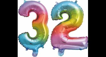 Folieballon nr. 32 Regenboog 86cm