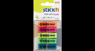 Stick'n Index Tabs - Handtekeningen Wijzer - In Houder - 45x12mm - 150 Bladwijzer Tabs