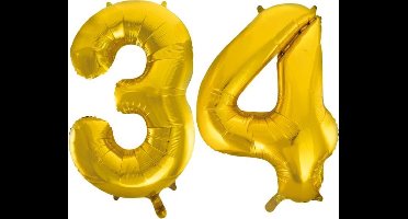 Folieballon nr. 34 Goud 86cm