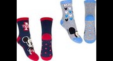 Mickey Mouse - Anti slip sokken - Grijs/Donker blauw - Maat 27-30