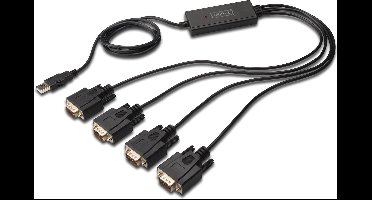 Digitus USB 2.0, Serieel Adapterkabel [1x USB-A 2.0 stekker - 4x D-sub stekker 9-polig] 1.50 m