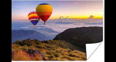 Poster Luchtballon - Berg - Thailand - 30x20 cm