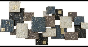 Wanddecoratie - Wandobject - Muurdecoratie - 130x60x6cm - Metaal - Goud - bruin - Beige - Grijs