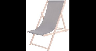 Springos | Ligbed | Strandstoel | Ligstoel | Verstelbaar | Beukenhout | Handgemaakt | Grijs