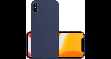 Hoesje - Geschikt voor Apple iPhone X - Sterk & Shockproof - Hoes Cover - Siliconen Case - Donkerblauw