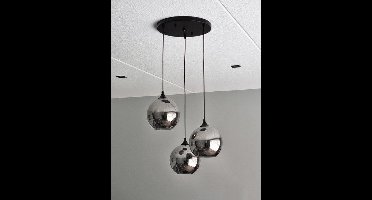 Groenovatie Smoke Glazen Hanglamp - 3 Bollen - ⌀20cm - Zwart