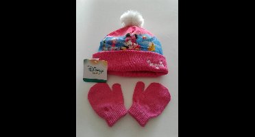 Minnie Mouse - baby - muts & handschoenen - maat 48 - Disney - 100% Acryl