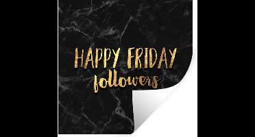 Muurstickers - Sticker Folie - Happy - Social Media - Goud - Marmer - 30x30 cm - Plakfolie - Muurstickers Kinderkamer - Zelfklevend Behang - Zelfklevend behangpapier - Stickerfolie