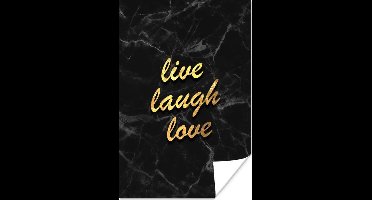 Poster Quote - Live - Love - Goud - Marmer - 20x30 cm