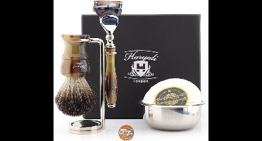 5-delige scheerset met scheerkwast, scheermes met 5 snijkanten en een perfecte scheercadeauset