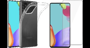 Hoesje geschikt voor Samsung Galaxy A52s Hoesje en Screenprotector - Siliconen Backcover - Transparant