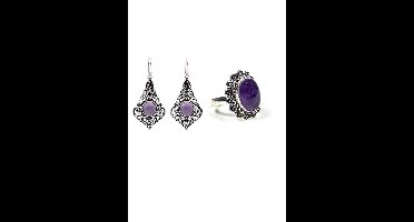 PuurSpirits - Bohemian met Amethist kwarts - Sieraden Set - Dames - Sieraden geschenkset - Sieraden sets dames, Amethist kwarts ring, Edelstenen sieraden, Oorbellen dames
