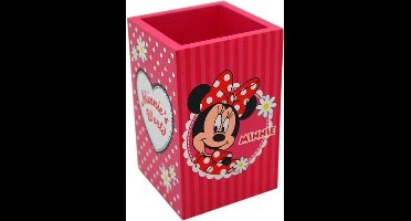 Minnie World's houten pennenhouder pink