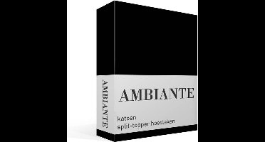 Ambiante Cotton Uni split-topper hoeslaken - Lits-jumeaux - Black
