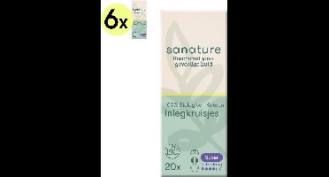 Sanature Bio - 100% katoenen - Inlegkruisjes Super - 6 x 20 stuks - Natuurlijk & voor de gevoelige huid