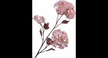 Silk-ka Kunstbloem-Zijden Bloem Sneeuwbal Tak Roze 69 cm