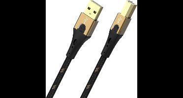 Oehlbach USB-kabel USB 2.0 USB-A stekker, USB-B stekker 0.50 m Zwart/goud D1C9540