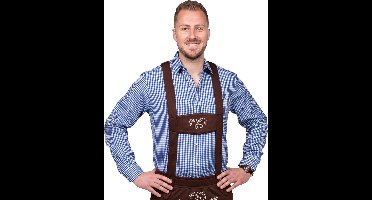 Haus Huberts Oktoberfest Overhemd Heren - Blouse - Blauw-Wit - Polyester - Maat XXL