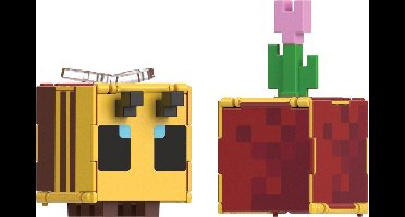 Mattel Minecraft Flippin' Figs Bee + Flower Pot - Speelgoedfiguur 6+ jaar