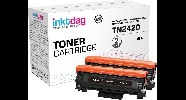 Inktdag huismerk Brother TN-2420, TN2420 toner zwart 2 stuk(met chip!) Geschikt voor Brother HL-L2310D, HL-L2350DW, HL-L2357DW, HL-L2375DW, HL-L2370DN, DCP-L2510, DCP-L2537DW, DCP-L2550DN, DCP-L2530DW, MFC-L2735DW, MFC-L2710, MFC-L2730DW, MFC-L2750DW