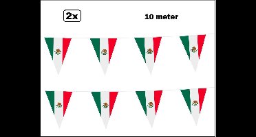 2x Vlaggenlijn Mexico 10 meter - Landen EK WK Mexicaan festival thema feest fun