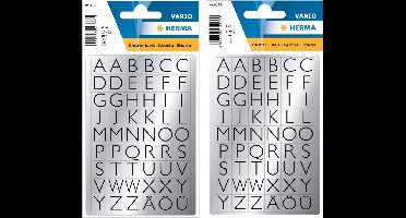 Stickervelletjes met 432x stuks alfabet plak letters zwart/zilver 13x12 mm