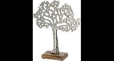 Cepewa Levensboom - decoratief figuur - zilverkleurig - 25 cm - aluminium