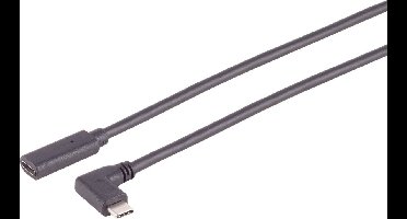 USB-C verlengkabel | haaks (links/rechts) | USB3.2 20 Gbps | PD 60W | 4K 60Hz | zwart | 1,5 meter