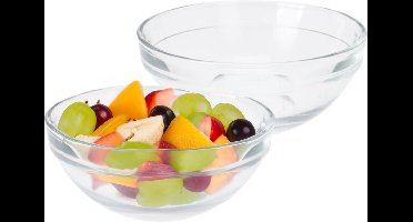 Excellent Houseware Kommetje/serveer/fruit schaal - 4x - glas - stapelbaar - 500 ml - 14 x 6 cm