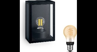 Philips Hue Alzor Wandlamp voor Buiten (Zwart) - Buitenlamp - E27 - Warmwit Licht - Hue White Filament