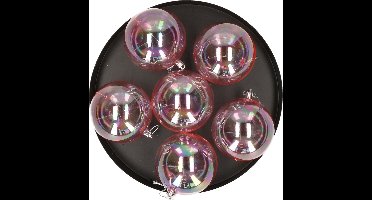 Gerim kerstballen - 6x st - transparant parelmoer - 8 cm - kunststof