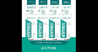 Elmex Sensitive Professional Tandpasta - 4 x 75 ml - Voor Gevoelige Tanden - Voordeelverpakking