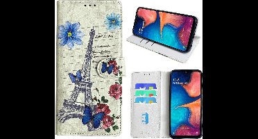 Hoesje geschikt voor Samsung Galaxy A20e Bookcase met Eiffel Toren /Parijs