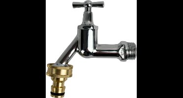 Deltaline Verchroomde buitenkraan – Inclusief messing Gardena aansluiting – ½" draadverbinding