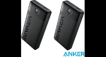 2-pack Anker Powerbank 20.000 mAh met display - Zwart - 15W - USB-A en USB-C- Voordeelbundel