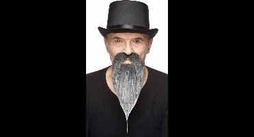 Partychimp Dwergen Baard met Snor Zelfklevend Nep Snor en Baard voor Carnaval Verkleedaccessoire - Grijs - Imitatiebont