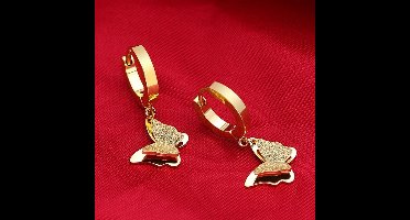 Gading® dames meisjes oorbellen met vlindertje-RVS oorbellen-goud-13mm-25mm