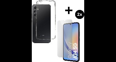 Mobiparts Classic TPU hoesje geschikt voor Samsung Galaxy A34 (2023) 5G met 2 Screenprotectors van Gehard Glas - Transparant