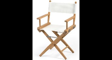 Regisseursstoel Teak DeLuxe met Wit canvas (geolied)