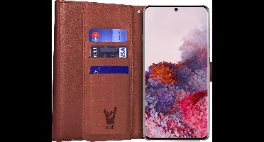 Hoesje geschikt voor Samsung Galaxy S20 - Book Case Kunstleer Pasjeshouder Bruin