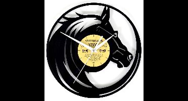 Lp Klok met Paard - Vinyl - Wandklok - Paardenhoofd - Ø 30 CM