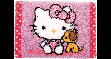 Vervaco - Knooptapijt kit - Hello Kitty met hondje - PN-0155872 - Borduren - Borduurpakket - Borduurpakket volwassenen - Borduurpakket kind