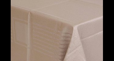 Damast Tafelkleed 260x180cm 'Lineair Taupe' De Witte Lietaer