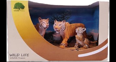 PIA Soft Toys - Tijgerfamilie in Showbox - PVC - Wildlife - 12 cm