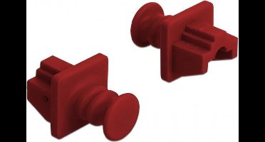RJ45 (m) afsluitcovers voor RJ45 (v) poorten met ronde greep - 10 stuks / rood