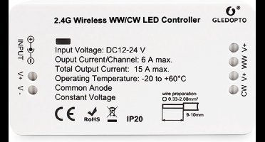 Losse Zigbee controller voor Dual White led strips - Werkt met de bekende verlichting apps