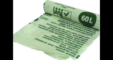 Bio Zak - 60 Liter - 60 cm X 80 cm - 12 Rollen (60 Stuks)