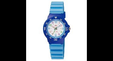 Q&Q VR19J009Y - Horloge - Sport - Analoog - Dames - Vrouwen - Kinderen - Plastic band - Rond - Kunststof - Cijfers - LichtBlauw - DonkerBlauw - Multikleur - 10 ATM