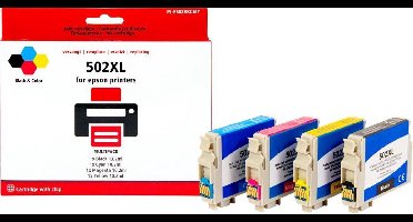 Pixeljet Epson 502 XL Inktcartridge - Zwart, Cyaan, Magenta en Geel