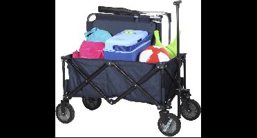 Campart Bolderkar HC-0910 - Opvouwbaar - Bolderwagen met stevig harmonicaframe - Inclusief opbergtas en bodemplaat - Draagvermogen 70 kilo - Blauw